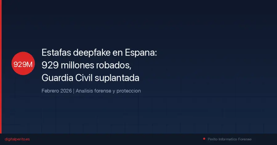929 millones de euros robados con deepfakes en 2025. En febrero de 2026, suplantan a la Guardia Civil y a Pablo Motos con IA. Análisis forense y cómo protegerte.