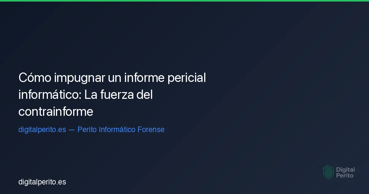 Contrainforme pericial informático: cómo impugnar un peritaje contrario en juicio (2026)