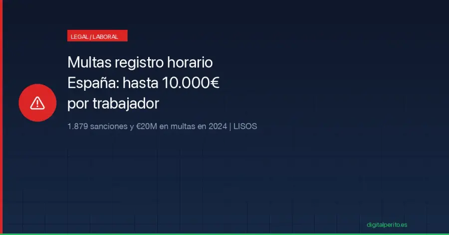 En 2024 se impusieron 1.879 sanciones y €20M en multas por registro de jornada. Desglose LISOS, casos reales y cómo evitar sanciones.